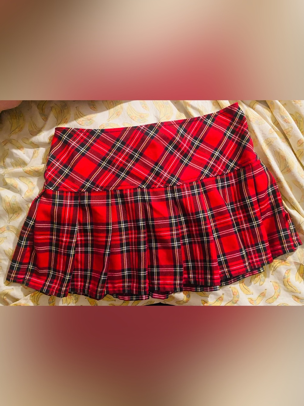 Royal Bones Tripp NYC Red Black Plaid Mini Skirt Size Medium